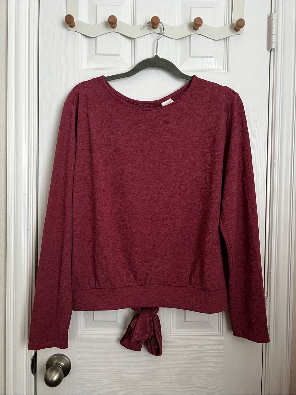 H&M Pink Tie-Back Open Back Long-Sleeve Top